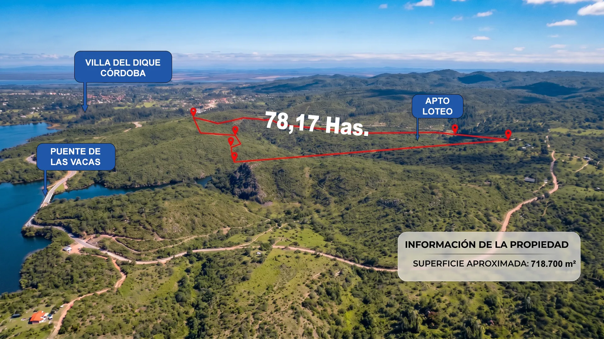 VENTA CAMPO 78 HECTAREAS VILLA DEL DIQUE