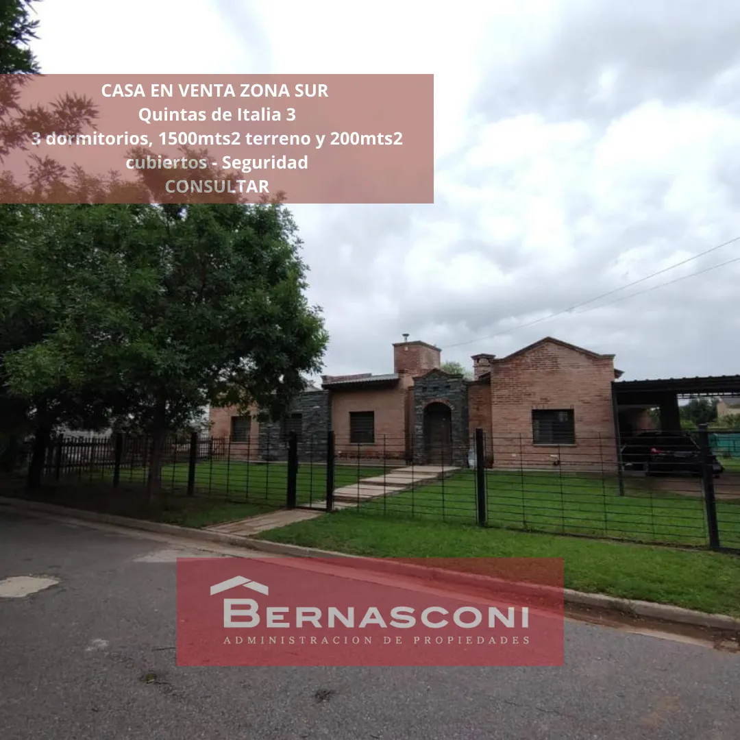 Casa en VENTA Zona Sur Quintas de Italia 3 - Seguridad