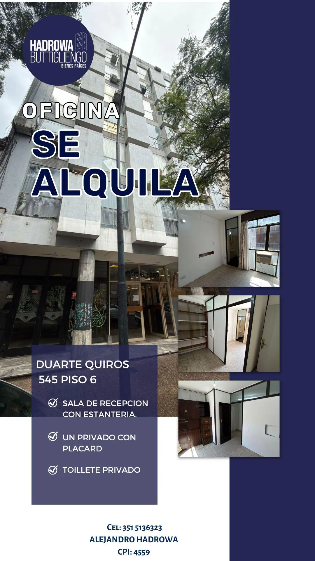 Oficina en alquiler en Duarte Quiros 545 - Edificio El Foro