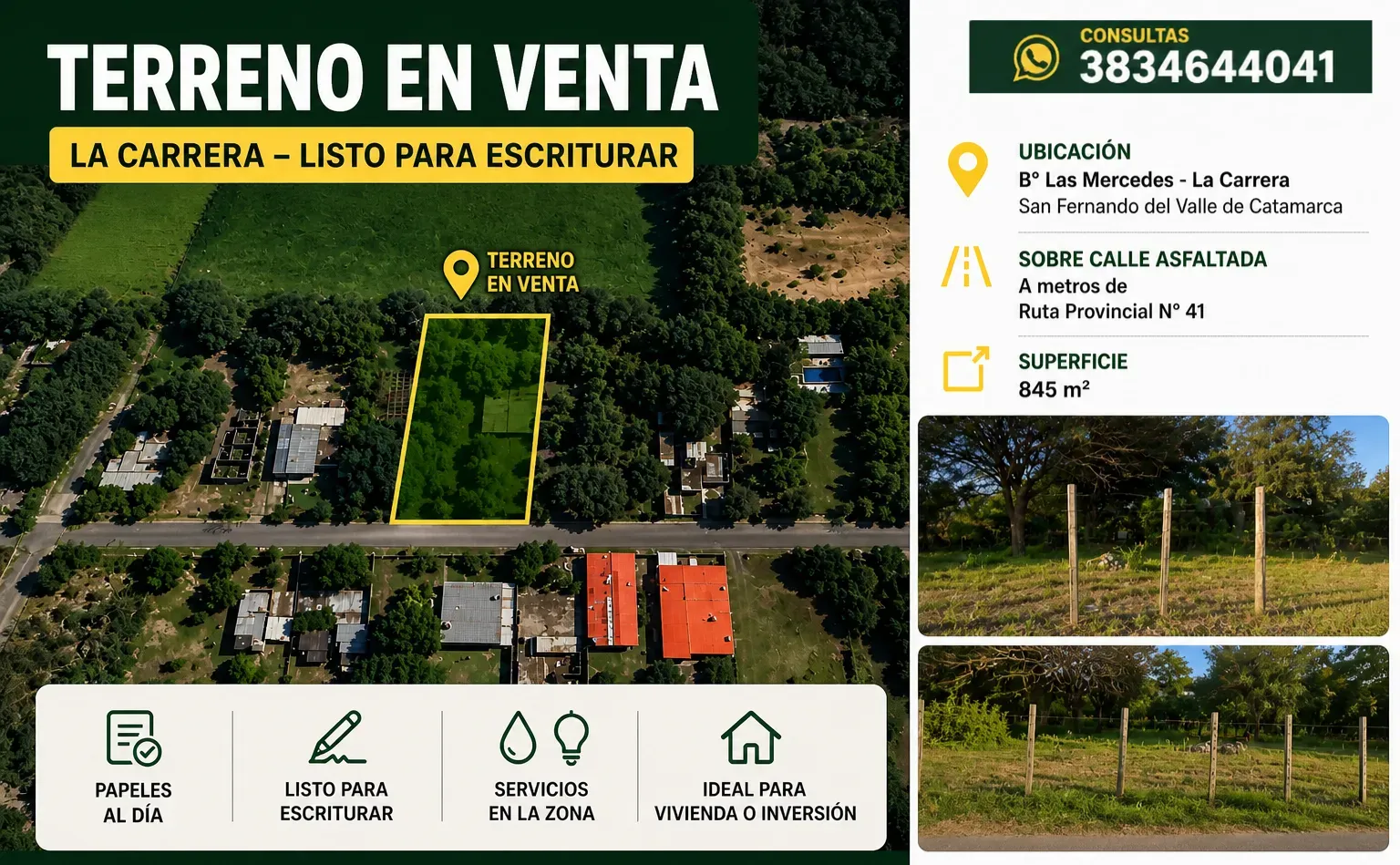 Terreno 845 m² en La Carrera, Catamarca – Listo para Escriturar