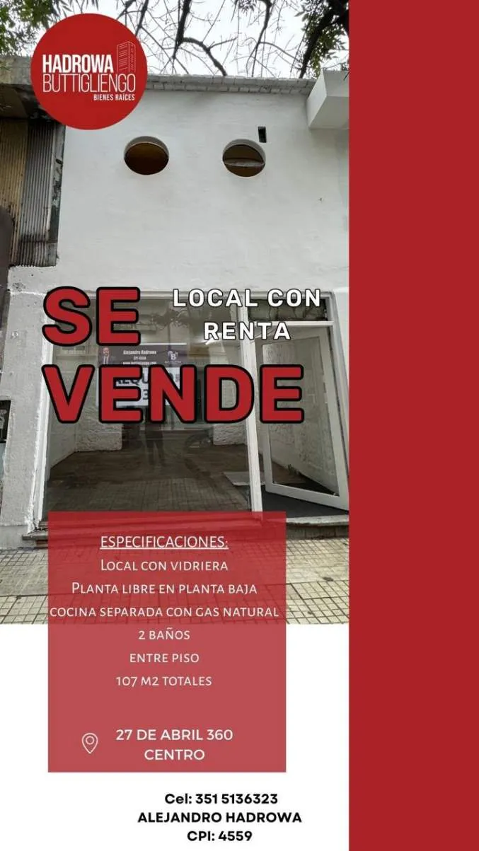 Local comercial en centro sobre 27 de Abril 306 con 2 baños y gas natural