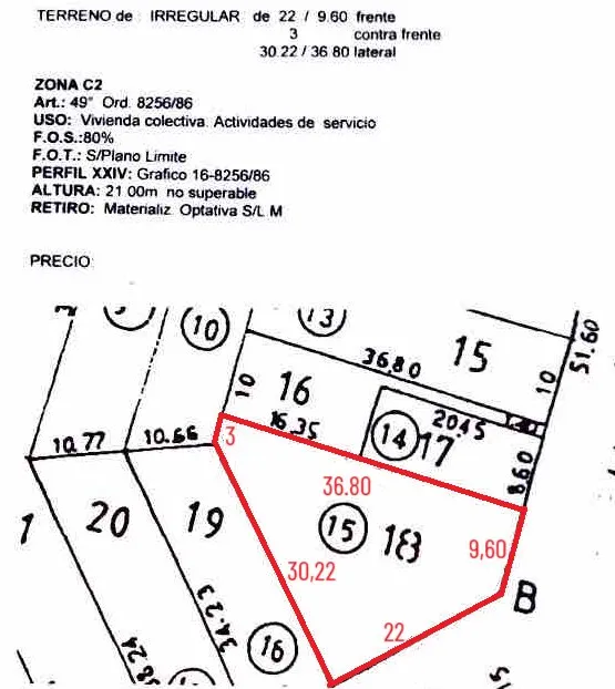 Lote de Terreno de 550 m2 para desarrollo inmobiliario en barrio Observatorio