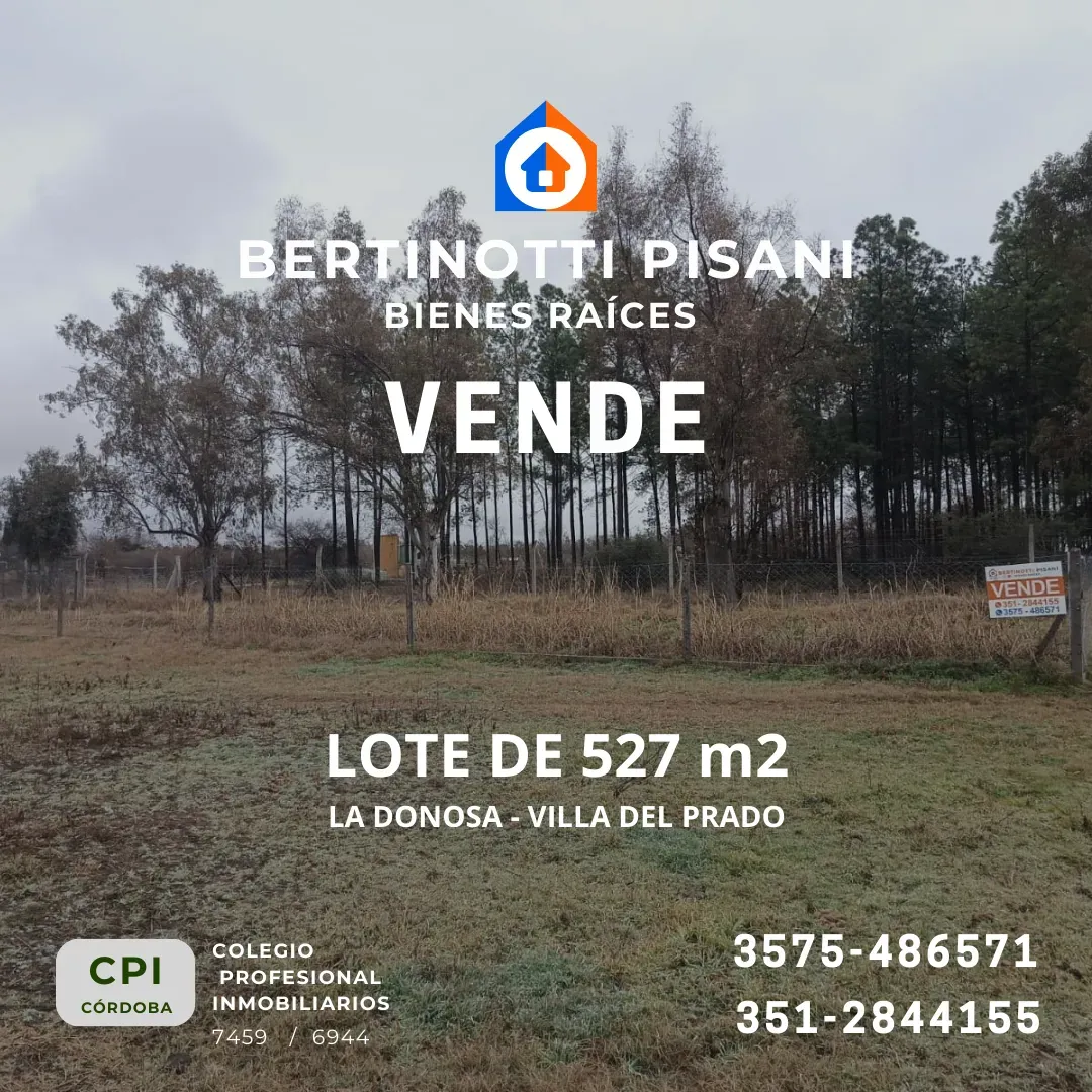 LOTE EN VENTA - VILLA DEL PRADO - CÓRDOBA - Lote de 527 m²