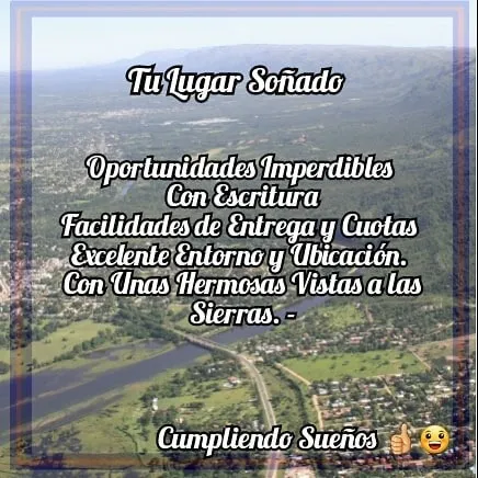 Vendo lotes en Bialet Masse con Escritura