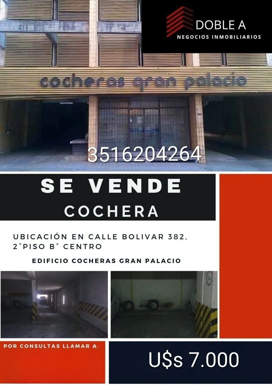 VENTA COCHERA  (cocheras gran palacio)