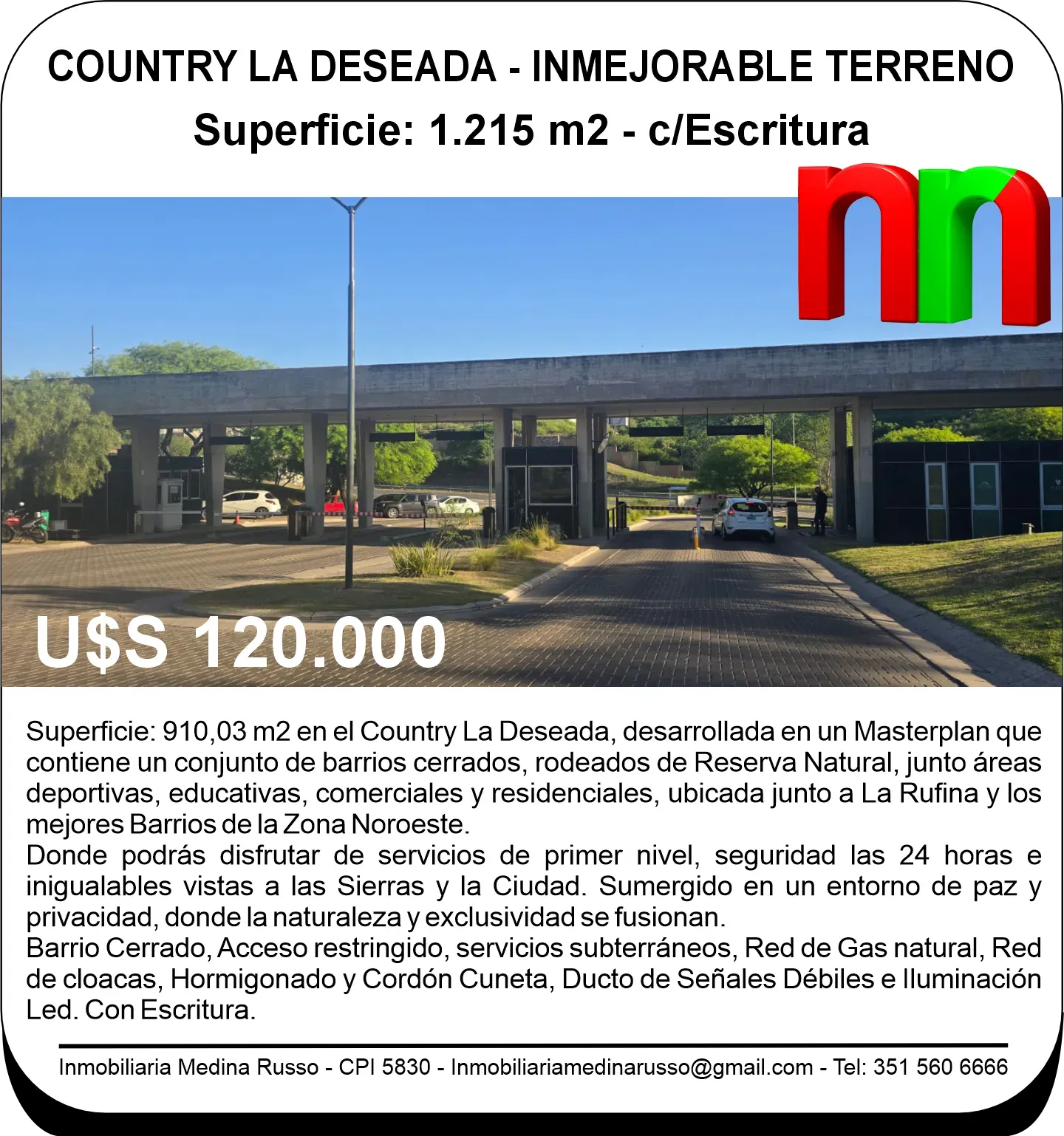 COUNTRY LA DESEADA - INMEJORABLE TERRENO