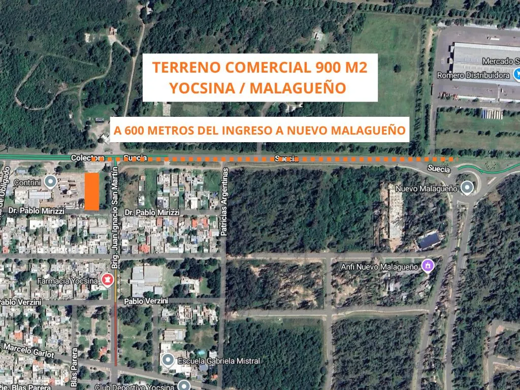 TERRENO COMERCIAL ESQUINA YOCSINA, MALAGUEÑO   900m2    RENTA ACTIVA 1.000 U$S
