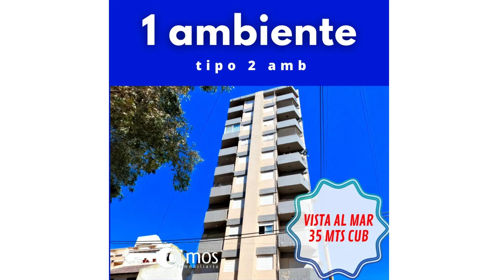 Venta, 1 ambiente vista al mar, cochera, San Bernardo