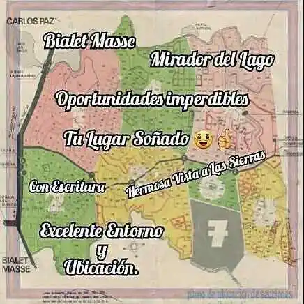 Vendo lotes en Bialet Masse con facilidades de Entrega y Cuotas