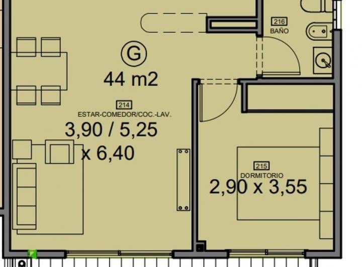 Departamento · 44m² · 2 Ambientes