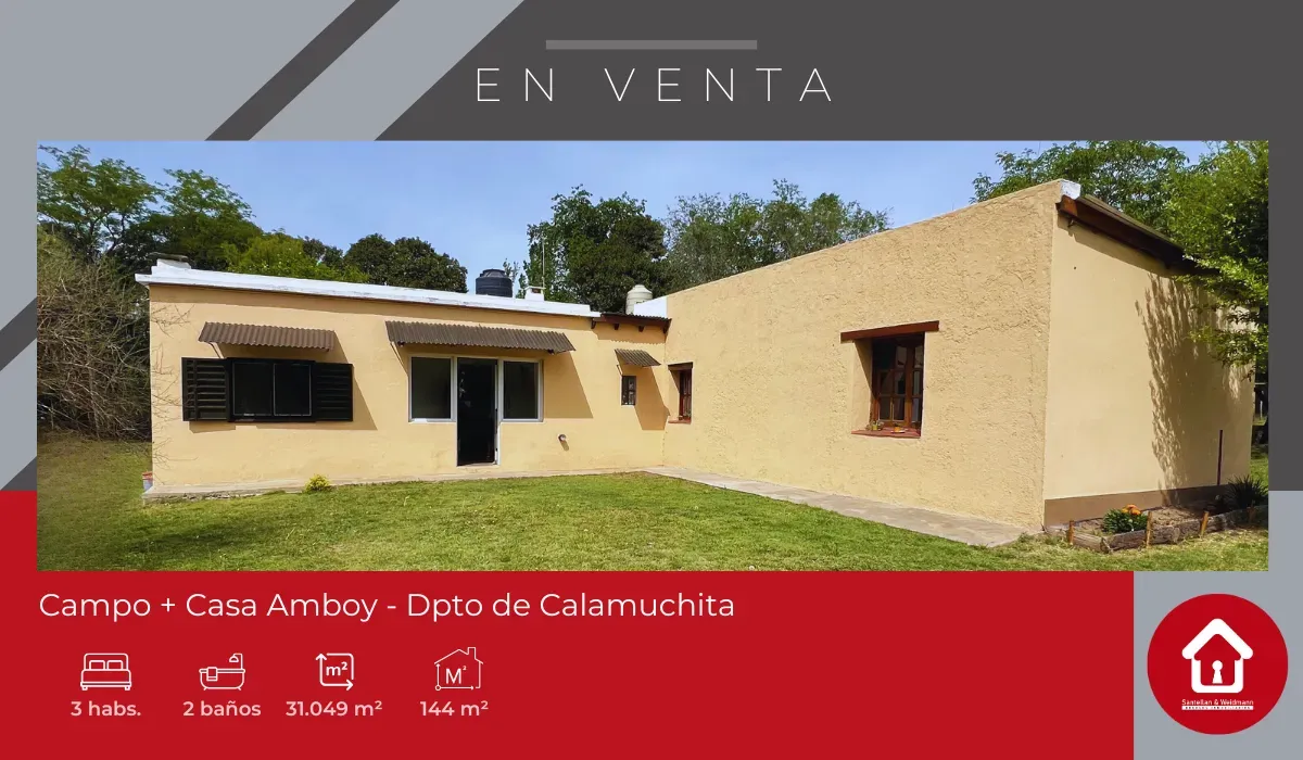 Campo + Casa ubicada en Amboy – Departamento de Calamuchita