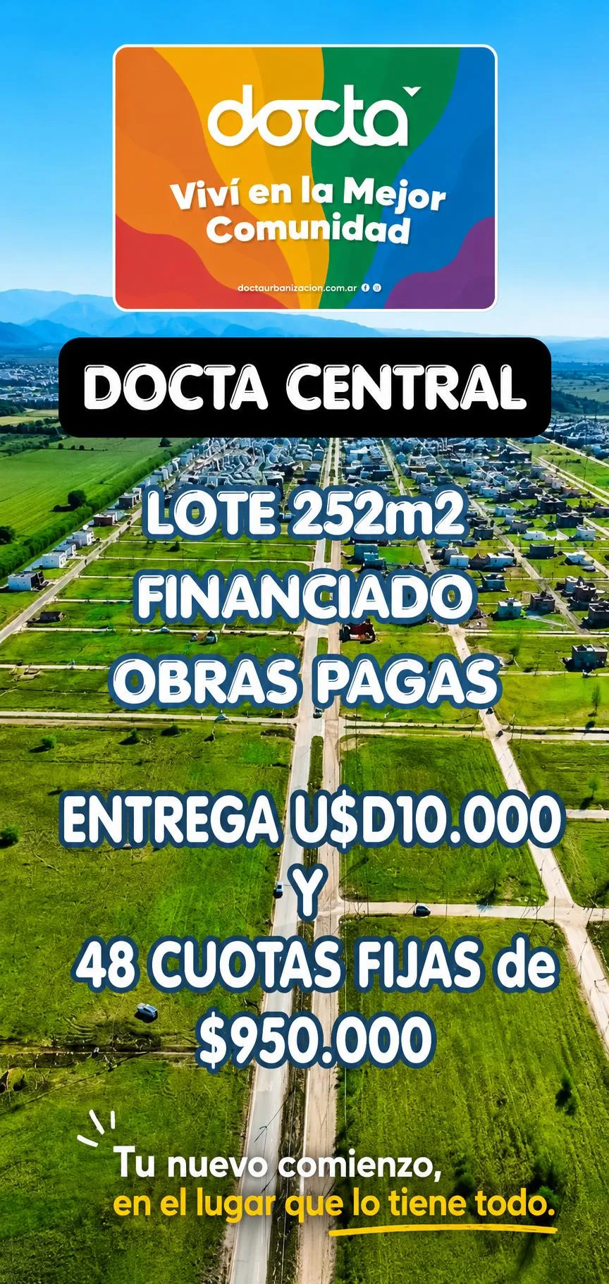 LOTE DOCTA CENTRA, FINANCIADO, ENTREGA Y CUOTAS!!!