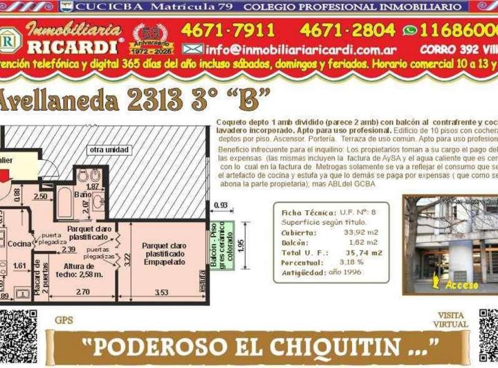 Departamento · 35m² · 1 Ambiente