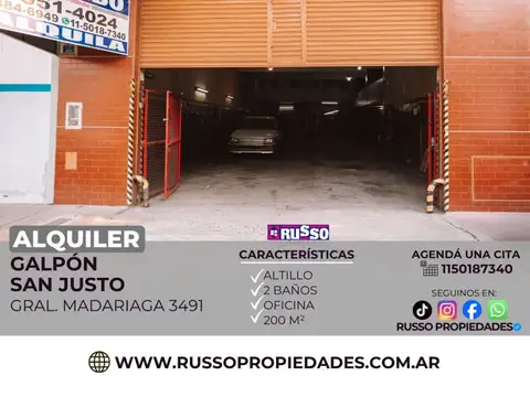 Galpón en Alquiler en San Justo, Partido de La Matanza