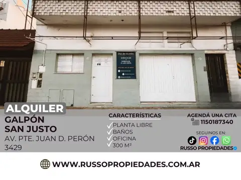 Galpón en Alquiler en San Justo, Partido de La Matanza
