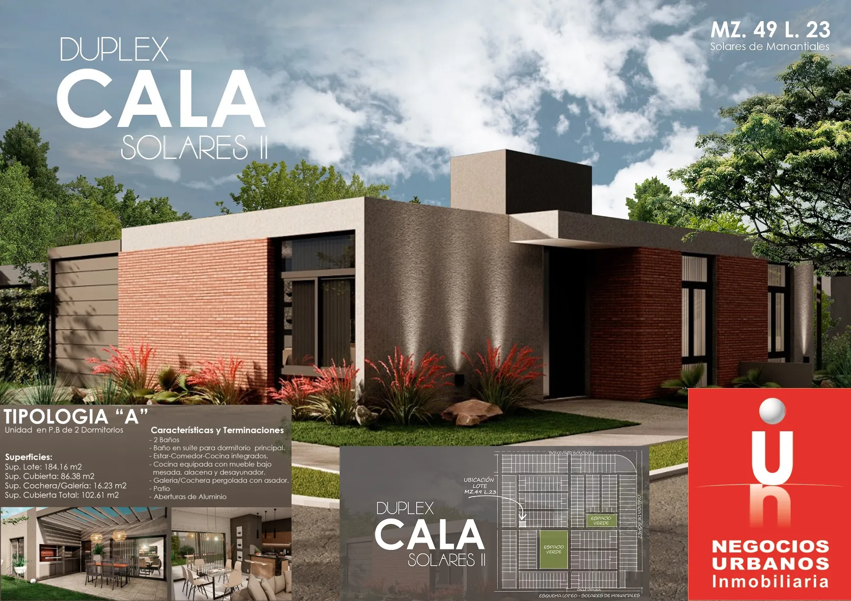 VENTA Bº SOLARES DE MANANTIALES M49 L23 DUPLEX PB 2 DORMITORIOS + 2 BAÑOS