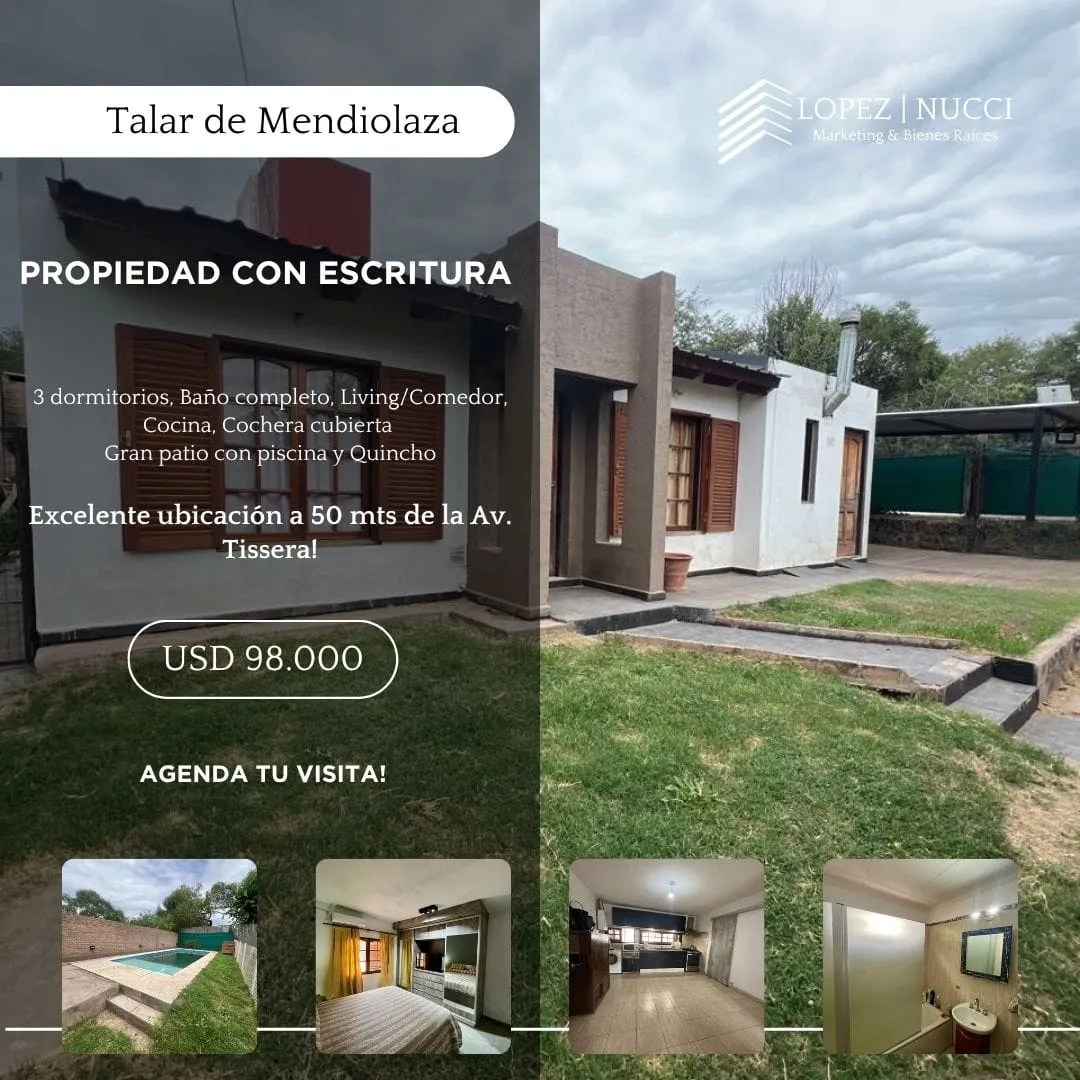 Liquido de Contado U$S 98.000 Tres Dormitorios, Talar de Mendiolaza