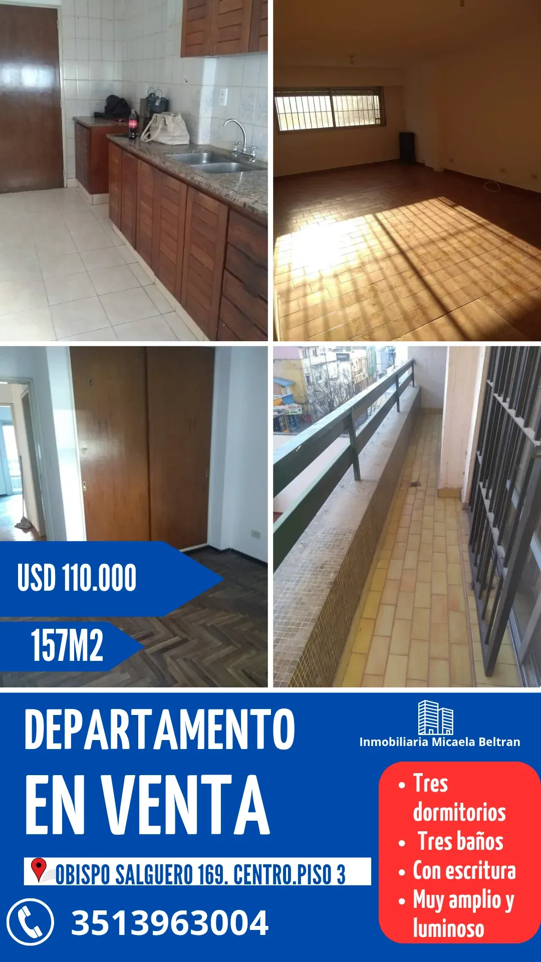 Departamento en venta de 3 dormitorios en Centro de Córdoba.