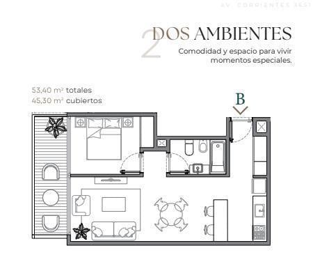 Departamento · 45m² · 2 Ambientes