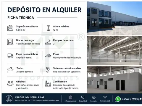 Galpón en Alquiler en Parque Industrial Pilar, Fátima Estación Empalme