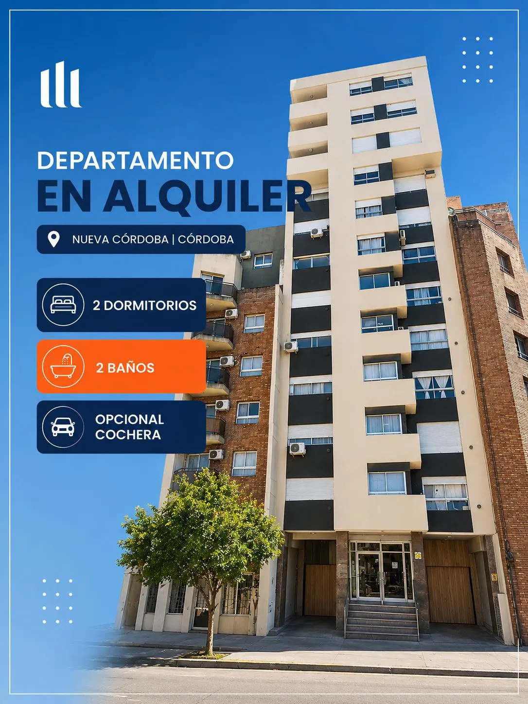 Departamento en alquiler de 2 dorm. en Nueva Córdoba