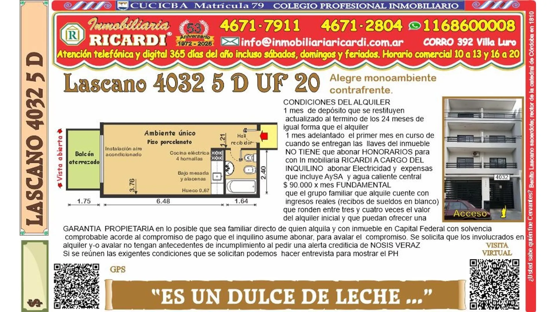 ES UN DULCE DE LECHE... 1 amb NUEVITO balcon contraf