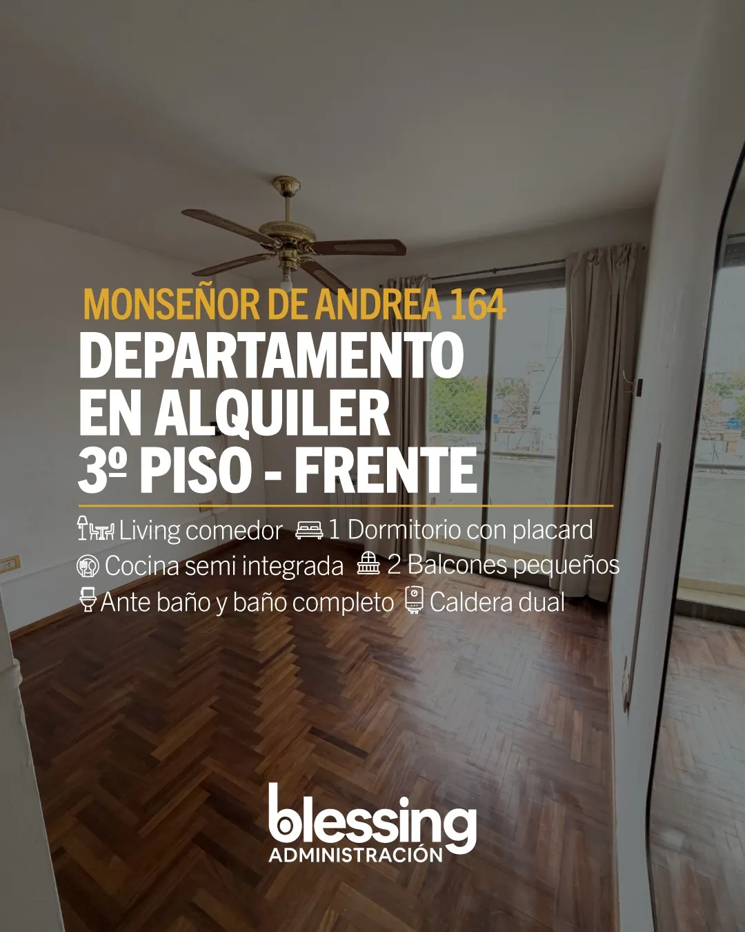Frente a Plaza Jerónimo del Barco | 1 Dormitorio con 2 Balcones