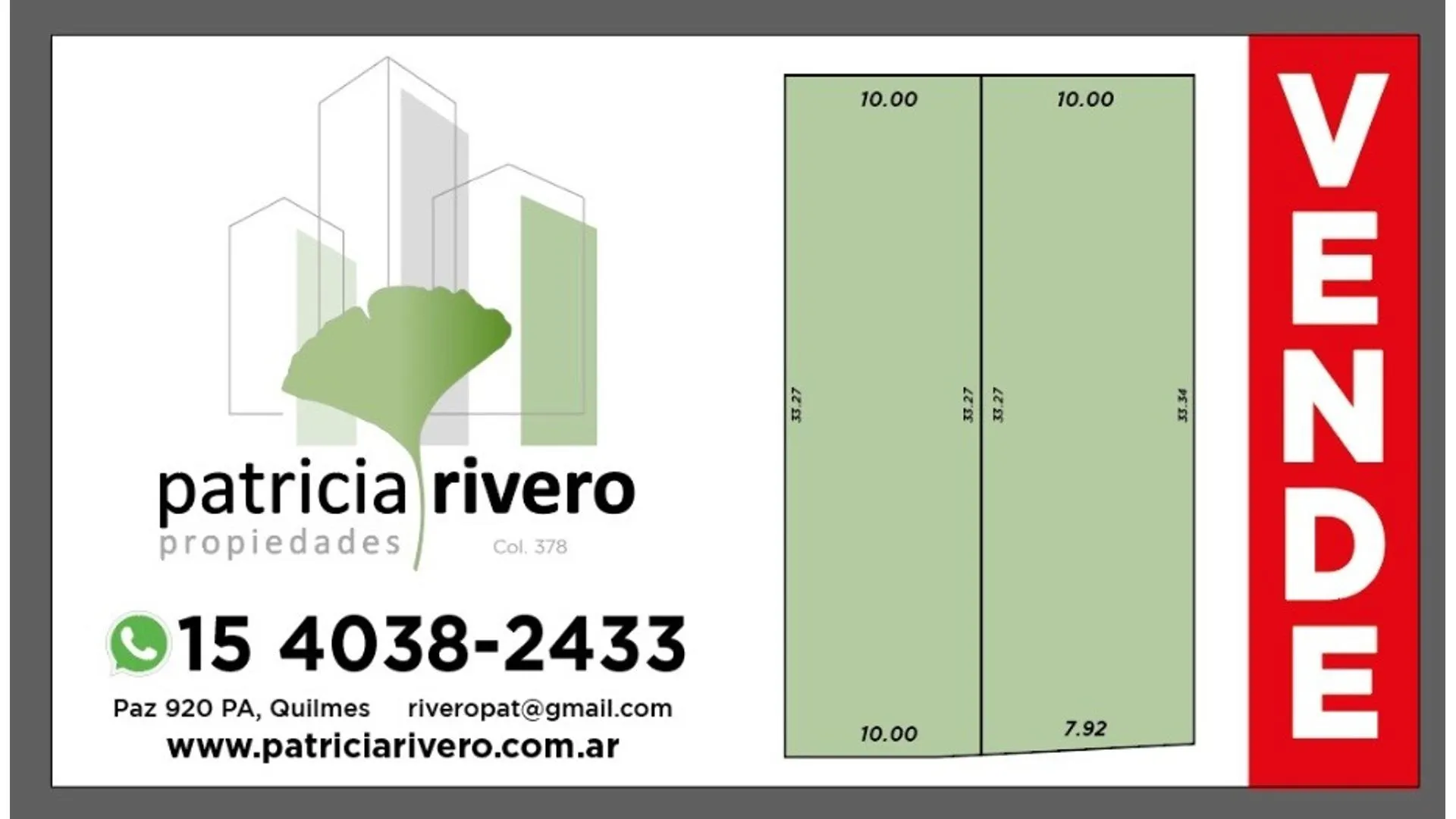 DOS LOTES EN ANDRÉS BARANDA Y AV. 12 DE OCTUBRE - QUILMES O.