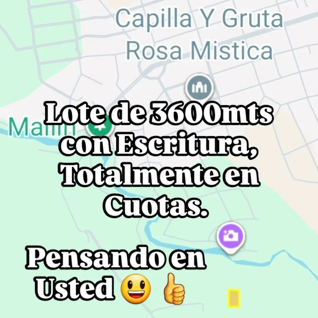 Vendo lote de 3600mts totalmente en Cuotas