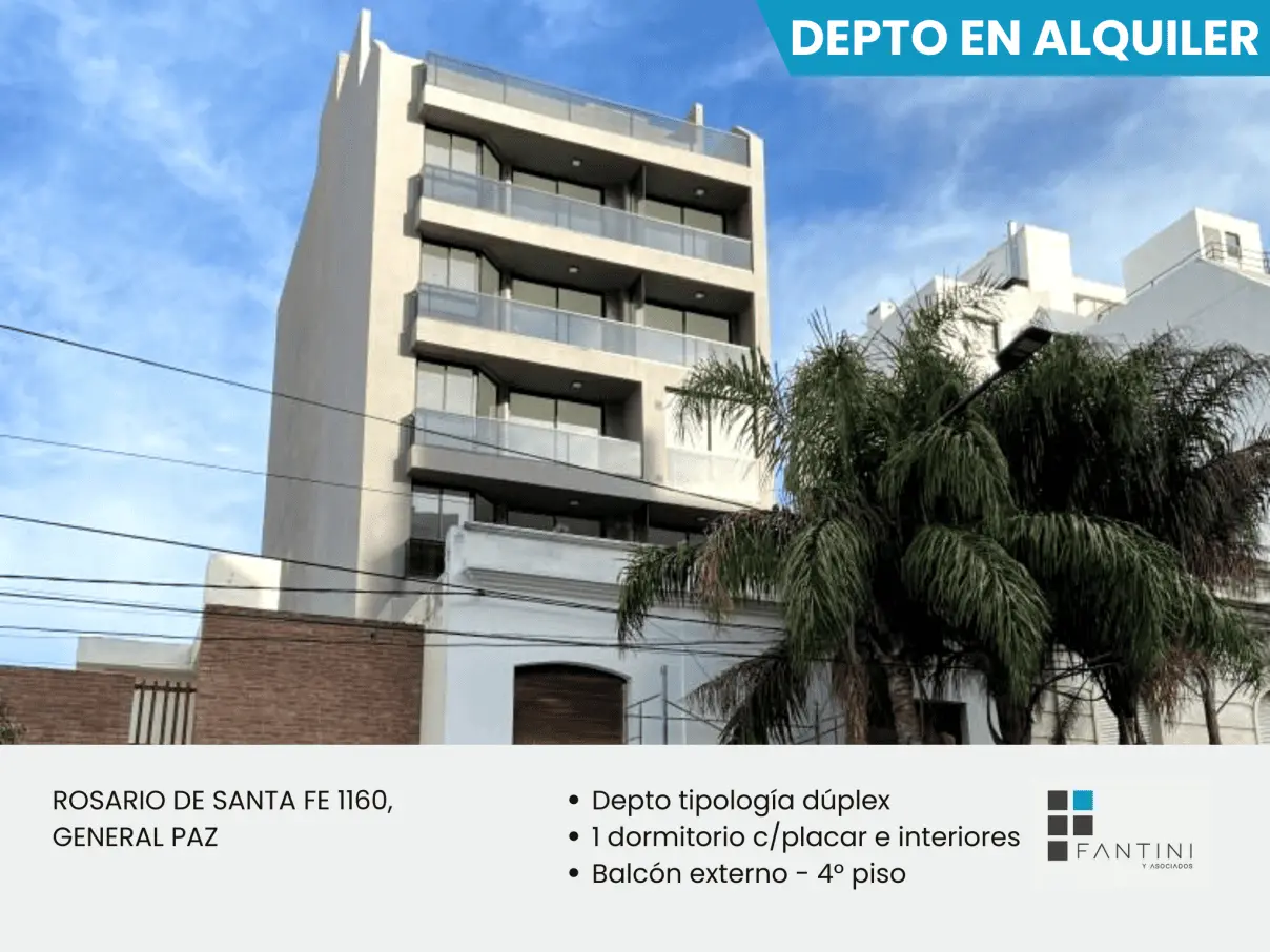 Alquiler Dúplex 1 dormitorio en General Paz. Depto. Externo. Luminoso. Balcón. R...