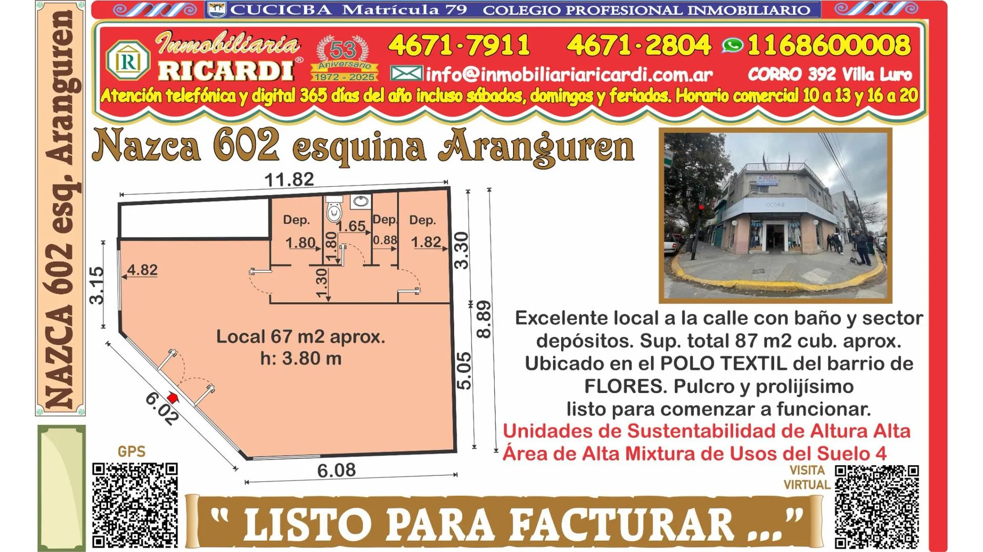 LISTO  PARA  FACTURAR... local esquina en zona textil