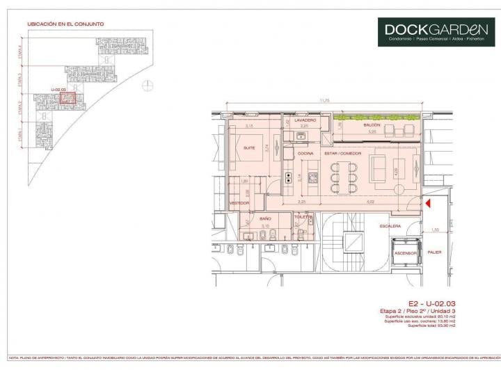 Departamento · 80m² · 2 Ambientes · 1 Cochera