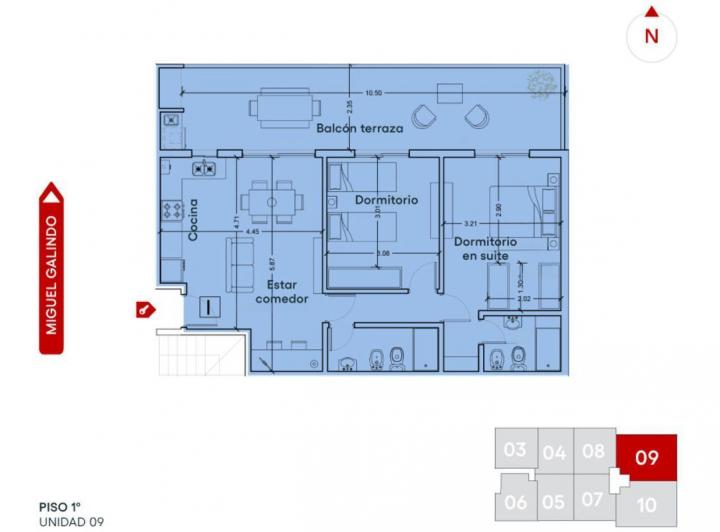 Departamento · 69m² · 3 Ambientes · 1 Cochera