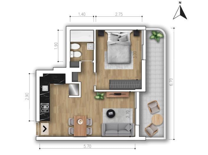 Departamento · 37m² · 2 Ambientes