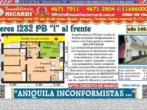 PH en Venta en Barrio Naón, Mataderos