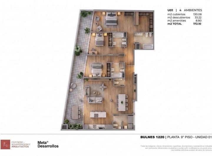 Departamento · 172m² · 4 Ambientes