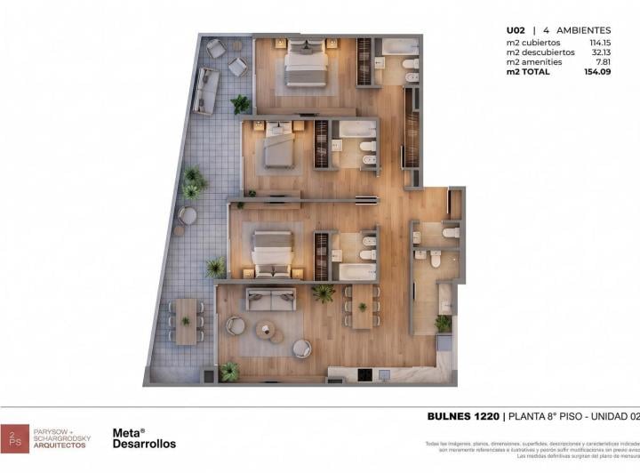 Departamento · 154m² · 4 Ambientes