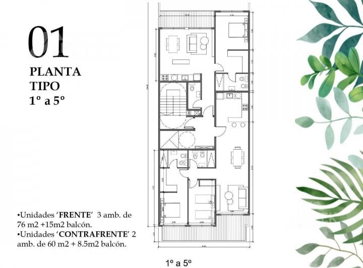 Departamento · 60m² · 2 Ambientes