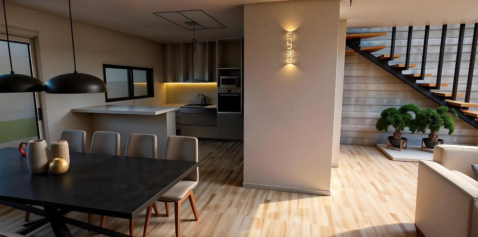 Construcción en proceso, tradicional y moderna de estilo minimalista