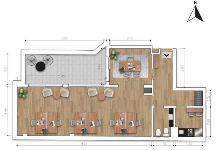 Oficina comercial · 72m² · 2 Ambientes