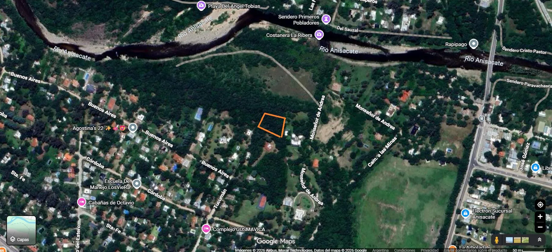 Lote en venta en Anisacate, el Descanso, a escasa distancia del Río.