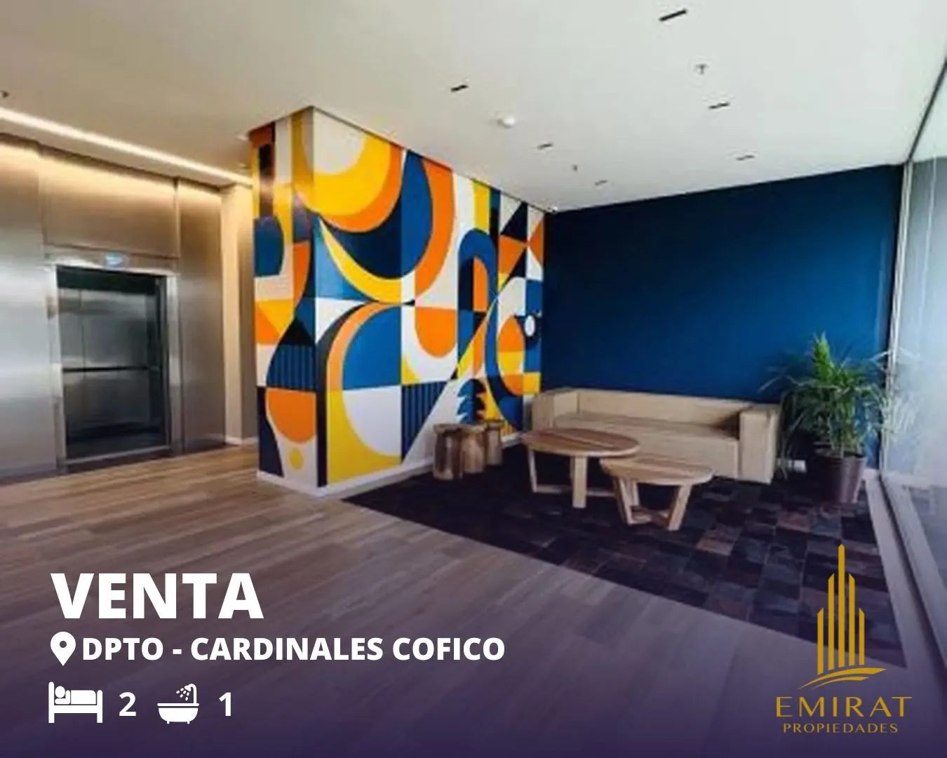 Departamento en venta, dos dormitorios en Cardinales Cofico