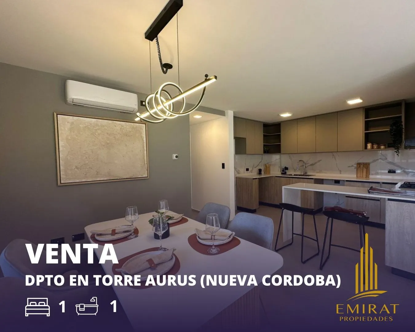 DPTO de categoria en venta, un dormitorio en torre aurus (NUEVA CORDOBA)
