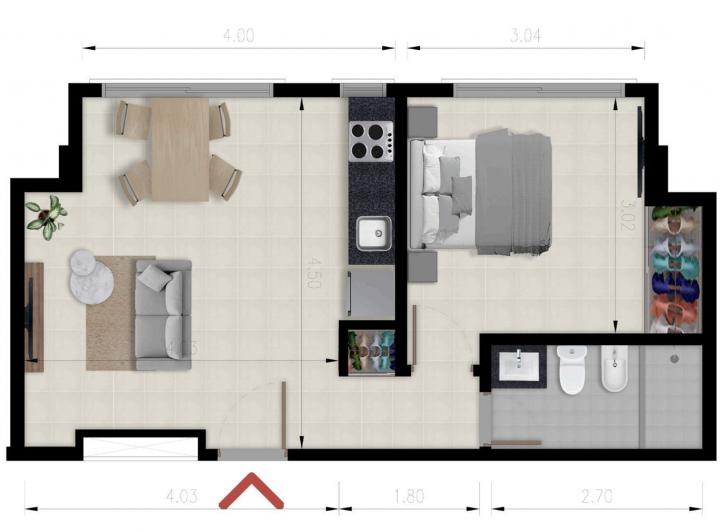 Departamento · 36m² · 2 Ambientes · 1 Cochera