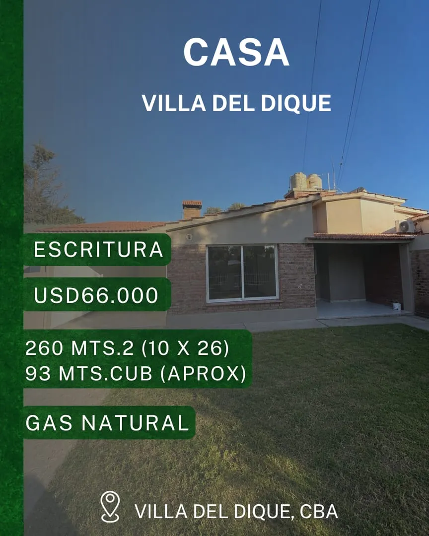 CASA RECICLADA 100% CON GAS NATURAL, VILLA DEL DIQUE