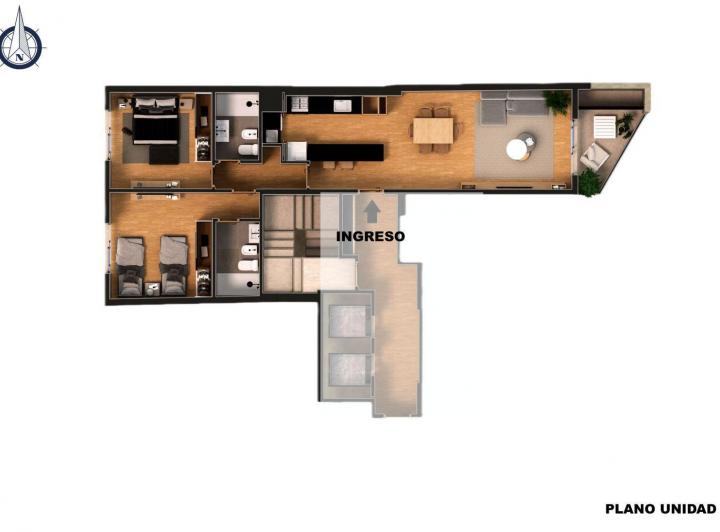 Departamento · 92m² · 3 Ambientes · 1 Cochera