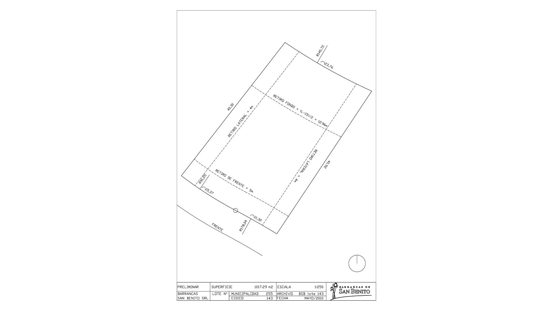 LOTE DE 1017 M2 EN BARRANCAS DE SAN BENITO