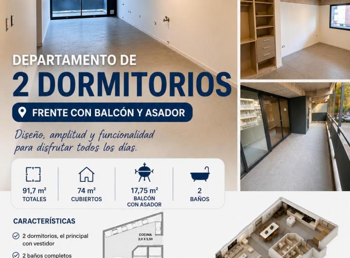 Departamento · 74m² · 3 Ambientes