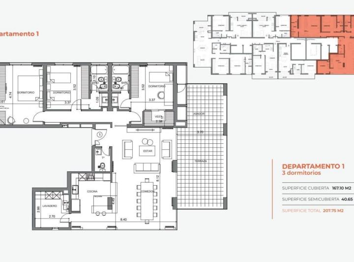 Departamento · 167m² · 13 Ambientes