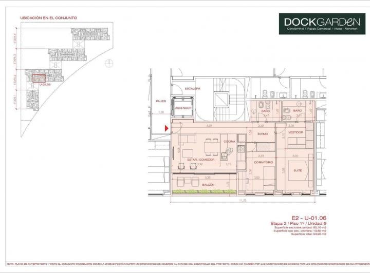 Departamento · 80m² · 2 Ambientes · 1 Cochera